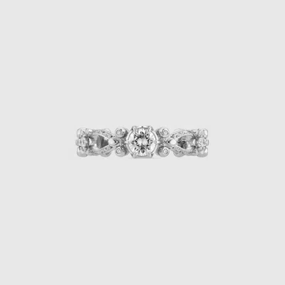 Gucci Flora 18k Solitaire Ring In Metallic