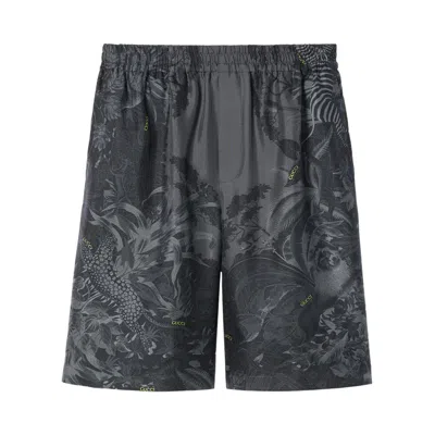 Pre-owned Gucci Flora And Fauna Print Silk Shorts 'antracite/black' | Men's Size 56