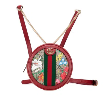 Pre-owned Gucci Flora Beige Multi-color Red Color Pvc Leather Backpack ()