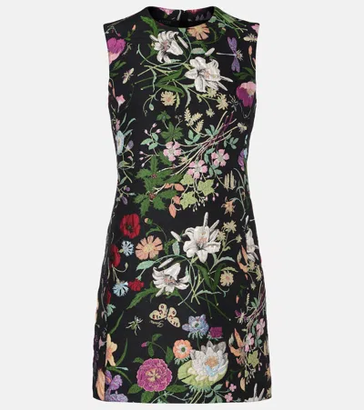 Gucci Floral Brocade Mini Dress In Multi