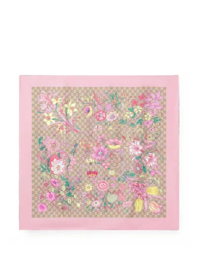 Gucci Flora Carre One-size Scarf In Pink