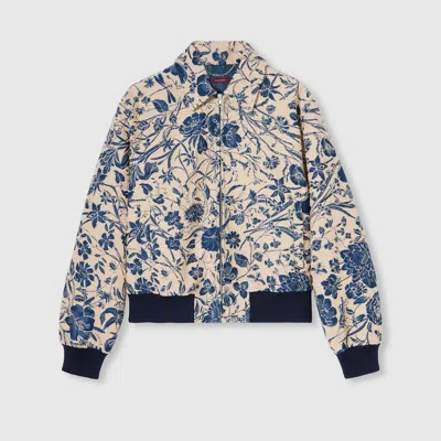 Gucci Flora Cotton Bouclé Jacquard Jacket In Blue