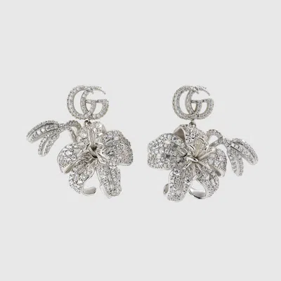 Gucci Flora Crystal Earrings In Multi
