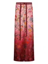 Gucci Floral Print Wide Leg Trousers With Elastic Waistband In Pink