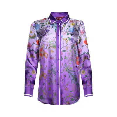Pre-owned Gucci Flora Degrade Shirt 'lilac/purple' | Women's Size 38