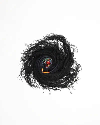 Gucci Flora Fringe Silk Shawl In Black