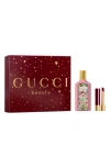 Gucci Womens Flora Eau De Parfum And Lip Gift Set In Burgundy