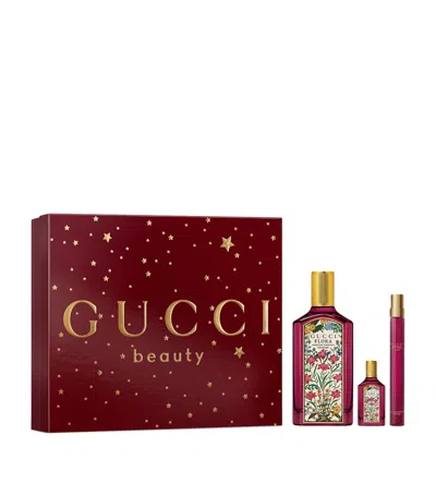 Gucci Flora Gorgeous Gardenia Intense Eau De Parfum Fragrance Gift Set In Burgundy