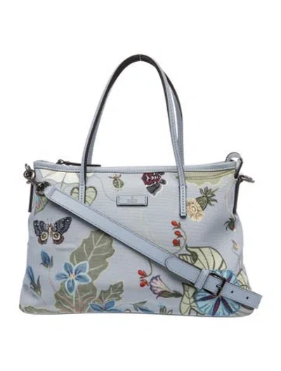 Pre-owned Gucci Flora Knight Flora Tote In Blue