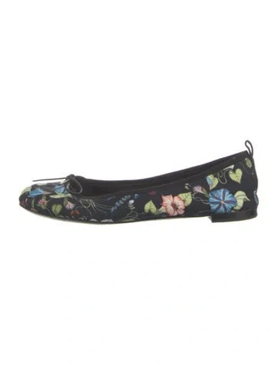 Pre-owned Gucci Flora Knight Print Canvas Ballet Flats In Black