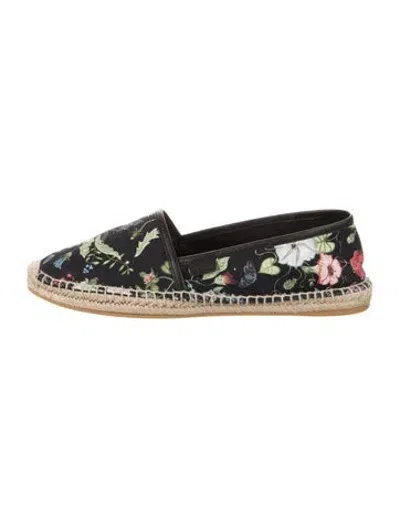 Pre-owned Gucci Flora Knight Print Canvas Espadrilles In Black