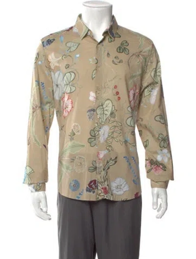 Pre-owned Gucci Flora Knight Print Long Sleeve Shirt In Neutral