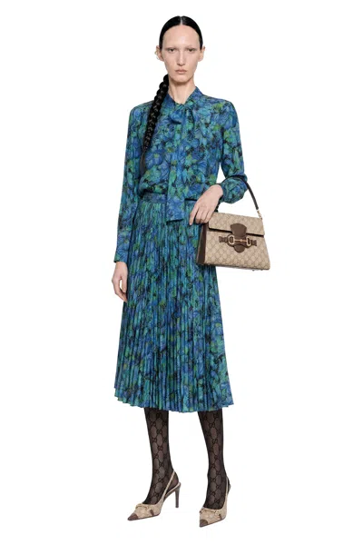 Gucci Flora Lavallère Shirt In Blue