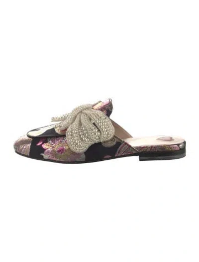 Pre-owned Gucci Flora Print Beaded Accents Mules W/ Tags In Multi