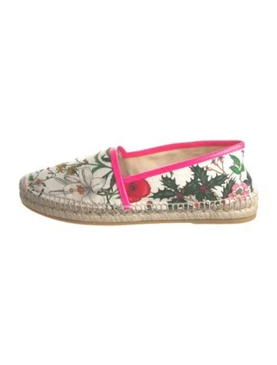 Pre-owned Gucci Flora Print Canvas Espadrilles In Neutral