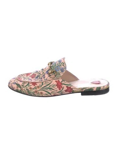 Pre-owned Gucci Flora Print Canvas Mules In Pink