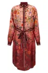 Gucci Bordeaux Gradient Dress With Removable Belt And All-over Flora Print In Silk Woman In Multi