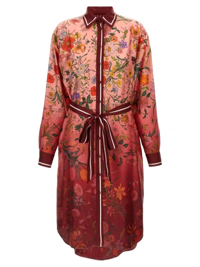 Gucci Flora Print Dress In Multi