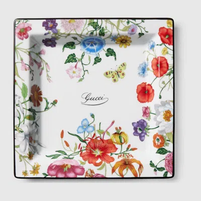 Gucci Flora Print Large Trinket Tray In White