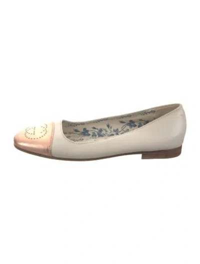 Pre-owned Gucci Flora Print Leather Ballet Flats In Neutral
