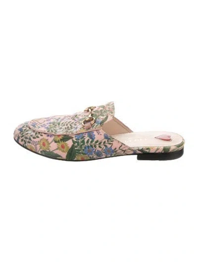 Pre-owned Gucci Flora Print Mules In Neutrals/pink