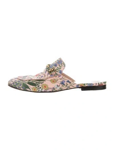 Pre-owned Gucci Flora Print Mules In Pink