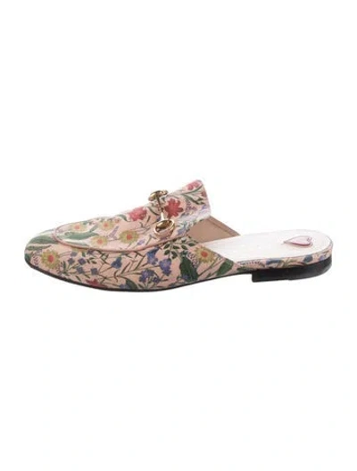 Pre-owned Gucci Flora Print Mules In Pink