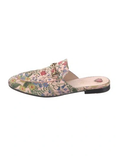 Pre-owned Gucci Flora Print Mules In Pink