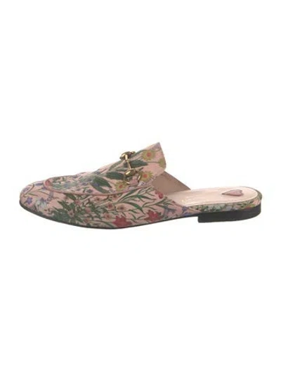 Pre-owned Gucci Flora Print Satin Mules In Multi