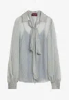 Gucci Flora Print Silk Chiffon Blouse In Gray