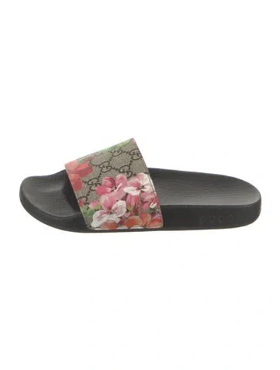 Pre-owned Gucci Flora Print Slides In Neutrals