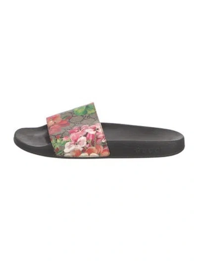 Pre-owned Gucci Flora Print Slides In Neutrals