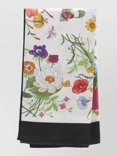 Gucci Flora Print Square Silk Scarf In Multi