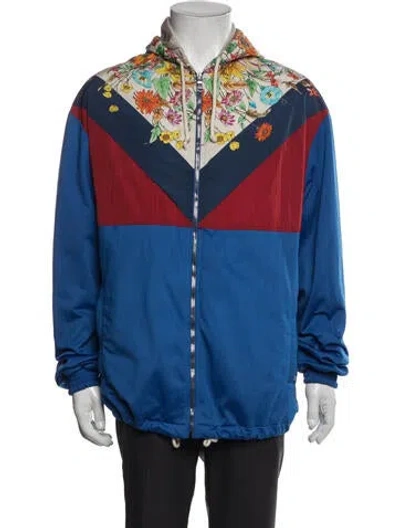 Pre-owned Gucci Flora Print Windbreaker In Blue