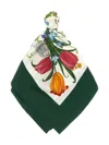 Gucci Floral Square Scarf Featuring Rolled Edges In Green