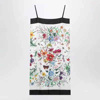 Gucci Flora Printed Silk Twill Mini Dress In White