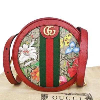Gucci Flora Red Leather Shoulder Bag ()