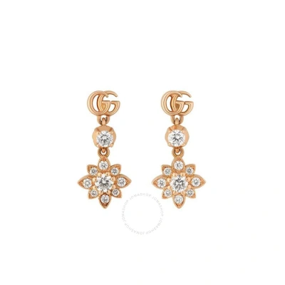 Gucci Flora Rose Gold Drop Earrings With Diamonds 0.29ct
