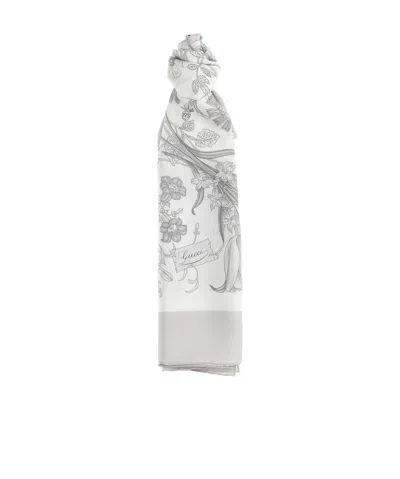 Gucci 'flora' Scarf In Gray