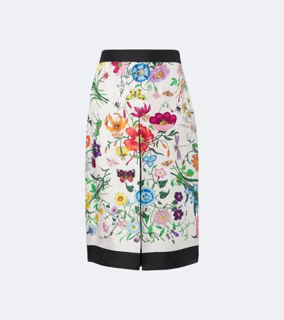 Gucci Flora Silk Twill Culottes In Multi