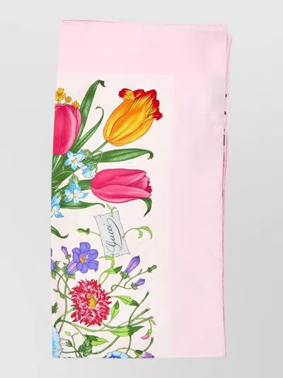 Gucci Flora Silk Twill Square Scarf In White