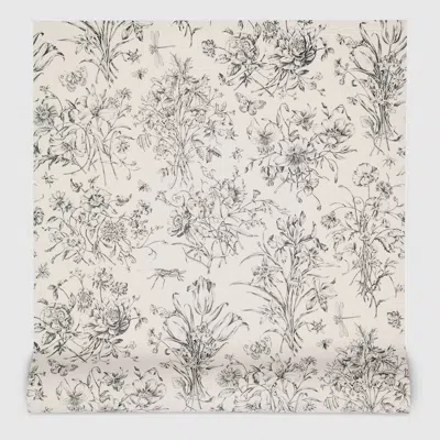 Gucci Flora Sketch Print Wallpaper In Gray