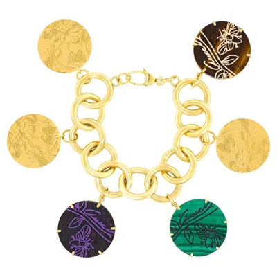Pre-owned Gucci “flora St. Tropez” Gold Charm Bracelet In Multi