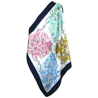 Pre-owned Gucci Floral Bouquet Scarf In Gray