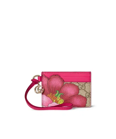 Gucci Floral Card Case With Double G In Multi
