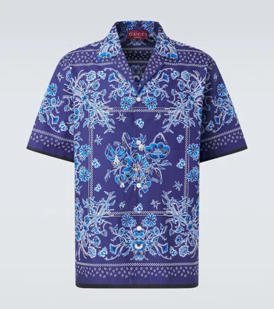 Gucci Floral Cotton Bowling Shirt In Purple