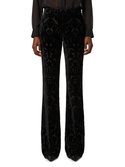 Gucci Pantaloni In Velluto Devor Floreale In Black
