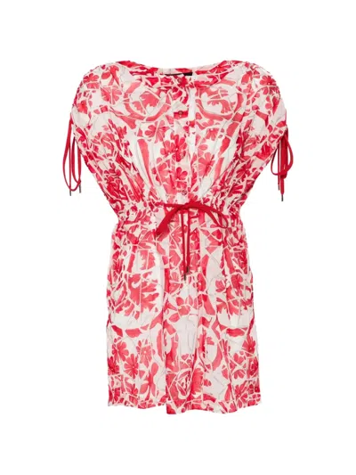 Pre-owned Gucci Floral Drawstring Dress In Red