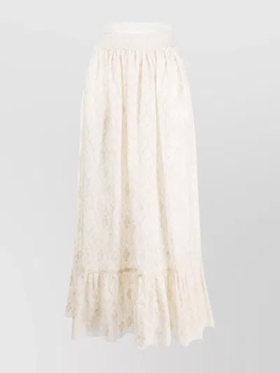 Gucci Floral-embroidered Cotton Skirt In White
