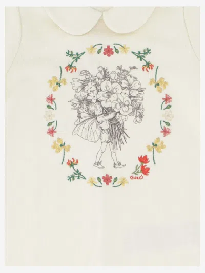Gucci Floral Fairy-print Cotton Romper In White